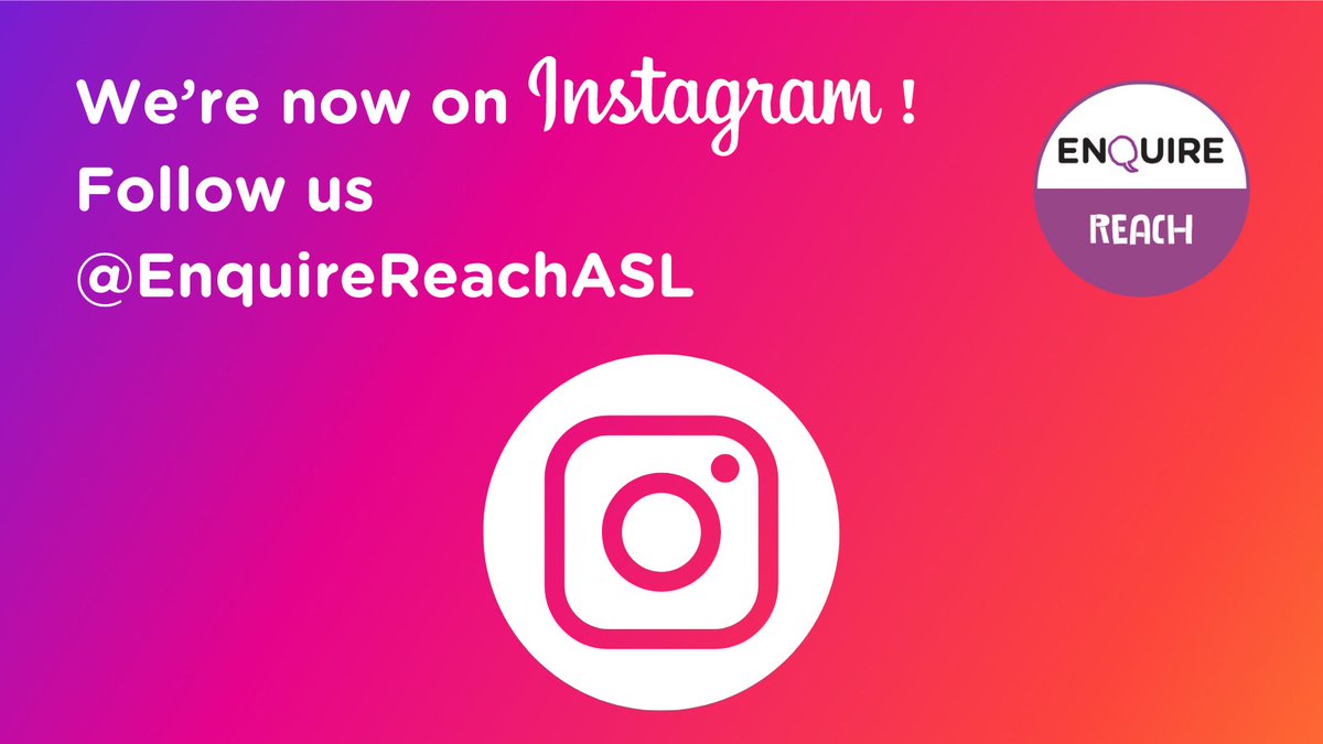 📢We have exciting news! 🎉 We are on Instagram posting under EnquireReachASL. We will also be using this handle on all our social media platforms and have refreshed our profile photo. If you are also on Insta, come and say hello – and give us a follow! instagram.com/enquirereachas…