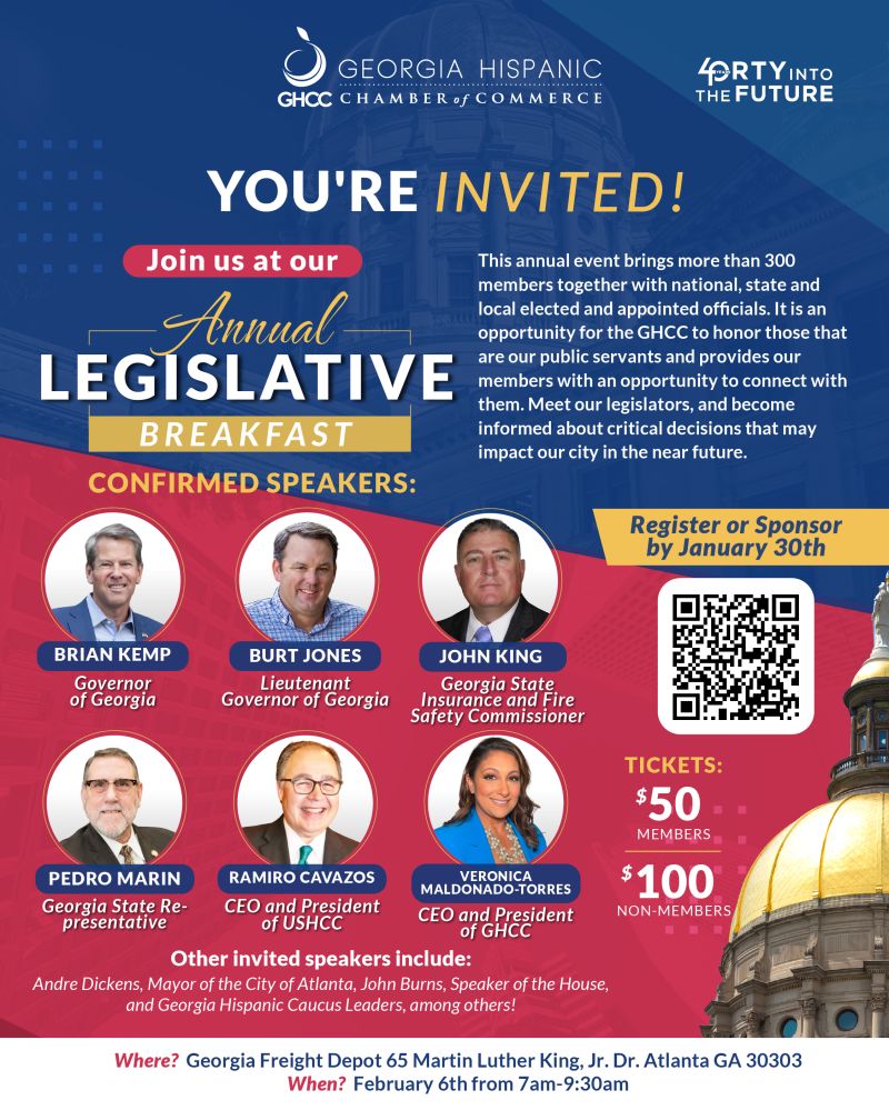 We're thrilled to have <a href="/RAConomics/">Ramiro A. Cavazos</a> join <a href="/GHCC_news/">GHCC_news</a> President &amp; CEO Verónica Maldonado-Torres and more for the Annual Legislative Breakfast tomorrow.

Congrats to the chamber for 40 years of empowering the Hispanic business community in Georgia!
⁣⁣
📌 ghcc.org/en/legislative…