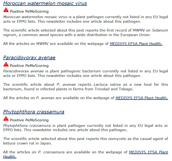 Plants_EFSA's tweet photo. The #PlantHealth Newsletter on #HorizonScanning for January 2024 is #AvailableNow! 
there the results of scientific and media sources retrieved by the #Medisys platform for 1-31 December 2023.
📷🥦☃️🧐
➡️ https://t.co/ukOxmMU5t2
#Thaumatotibia 
#Meloidogyne 
#Dendrolimus https://t.co/rjGaRlls4v