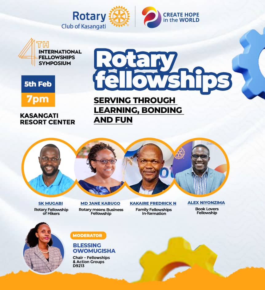 Join the Rotary club of kasangati this evening at 7pm.