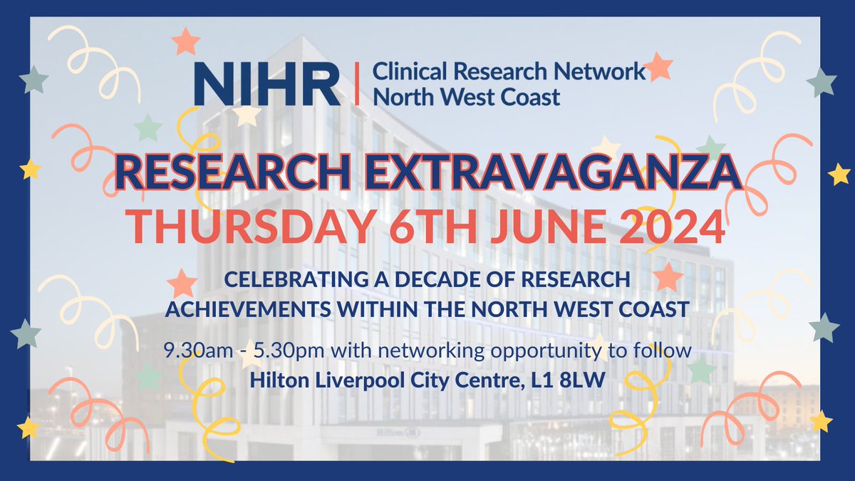 We are delighted to invite our partners to register for our Research Extravaganza, celebrating a decade of research achievements within NWC. Partners have been emailed with registration details 🗓️ Thursday 6th June ⏰ 9:30am-5:30pm, networking to follow 📍 Hilton Hotel, Liverpool