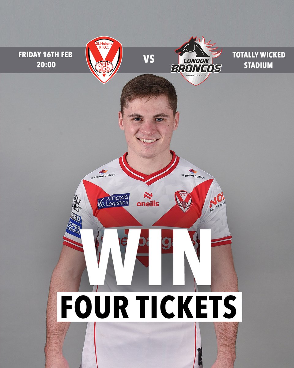 To celebrate the start of the <a href="/SuperLeague/">Betfred Super League</a> 2024 season we’re giving away 4 tickets for <a href="/Saints1890/">St.Helens R.F.C.</a> vs <a href="/LondonBroncosRL/">London Broncos</a> ! 🏉

To enter:

1. Follow <a href="/ONeillsSportsUK/">O'Neills Sportswear UK</a> ✅

2. Retweet this post ✅

Ends 12.02.24

Enter again via our Instagram and Facebook 😉👇
linktr.ee/oneillssportsw…