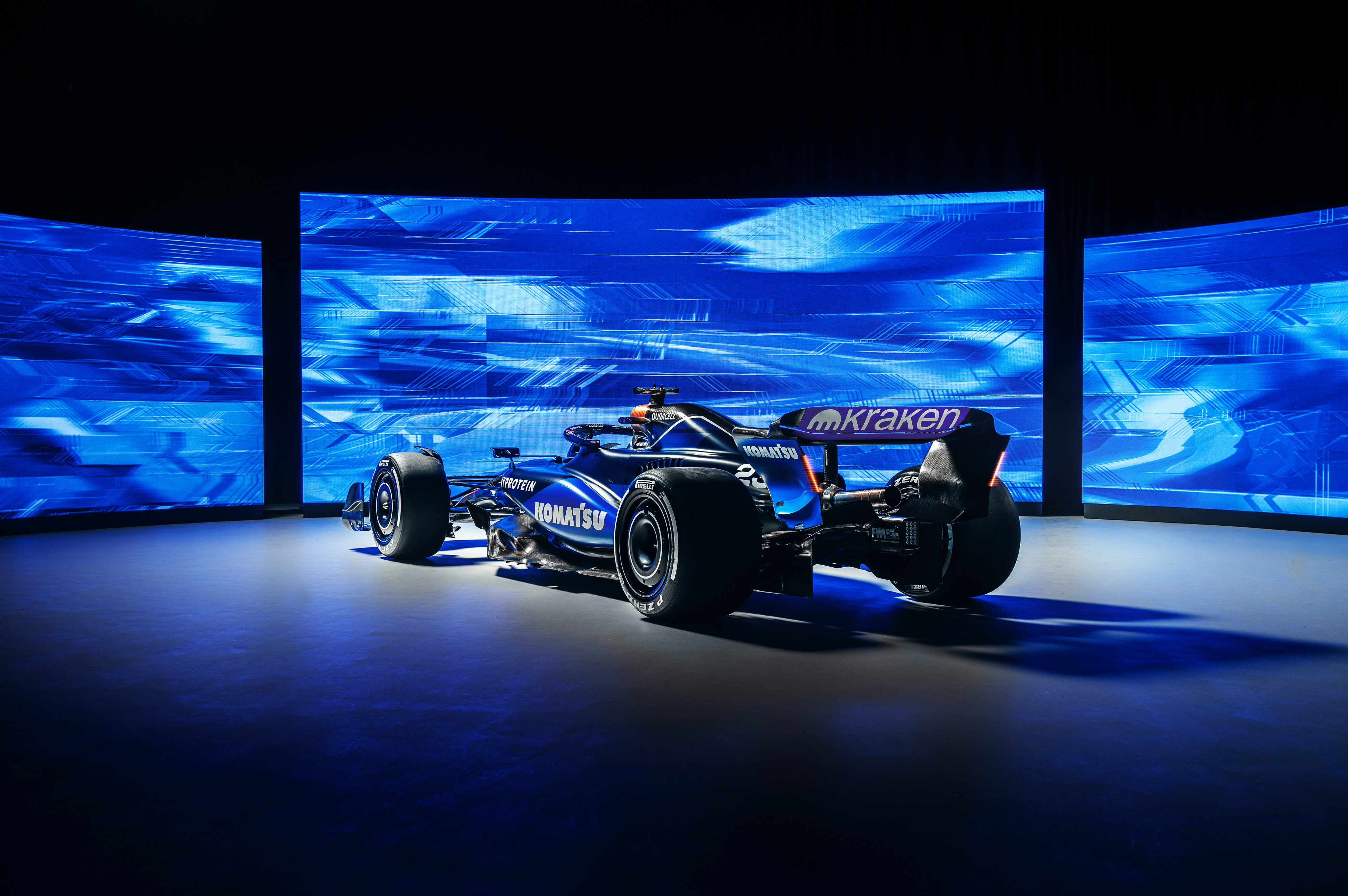 A rear three quarters shot of the Williams FW46 livery