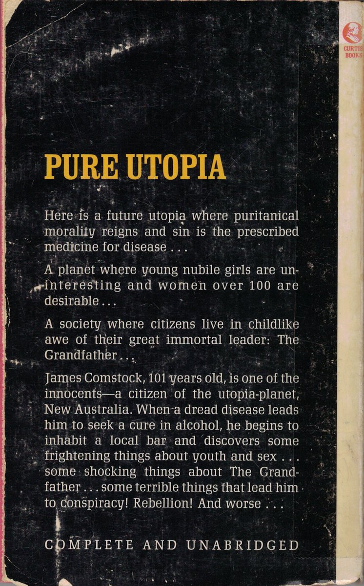 8BitSeanConnery's tweet photo. The Rivet in Grandfather's Neck. Published 1970. Gerontocracy, Hedonism, Utopia; it's not current events, it's this book! 1of2 books that taught me that a utopia is a dystopia where the populus is unaware of their oppression.  #gerontocracy #hedonism #dytopia #scifi #scifibooks https://t.co/D2gJaTTzNi