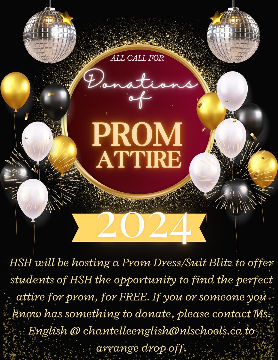 ATTENTION <a href="/HolySpiritHS/">Holy Spirit High</a> students &amp; parents!! I am excited to announce we will be hosting a Prom Attire Blitz at our school. Therefore, I am doing an all-call for donations of such items. Please share to your other social media accounts to spread the word <a href="/HSHGuidance/">HSHGuidance</a> <a href="/NLSchoolsCA/">NLSchools</a>