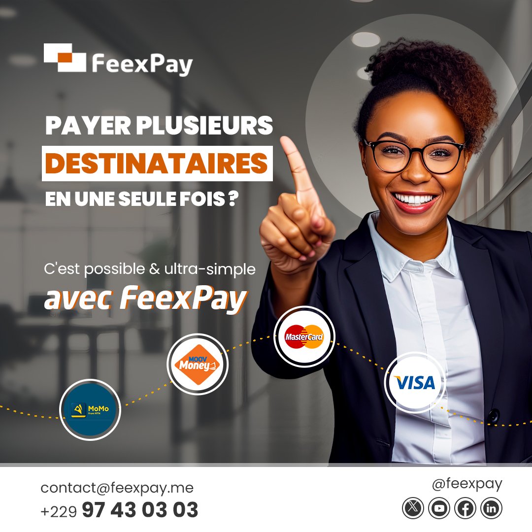 FeexPay's tweet photo. Le pouvoir de payer plusieurs en un clic! C'est entre vos mains avec FeexPay.🤗

Qu'il s'agisse de fournisseurs, d'employés ou d'autres destinataires, simplifiez votre processus financier et gagnez en efficacité.

Un clic, une solution.

#FeexPay #EfficacitéAssurée #OneClickMagic https://t.co/9YcYPumg2x