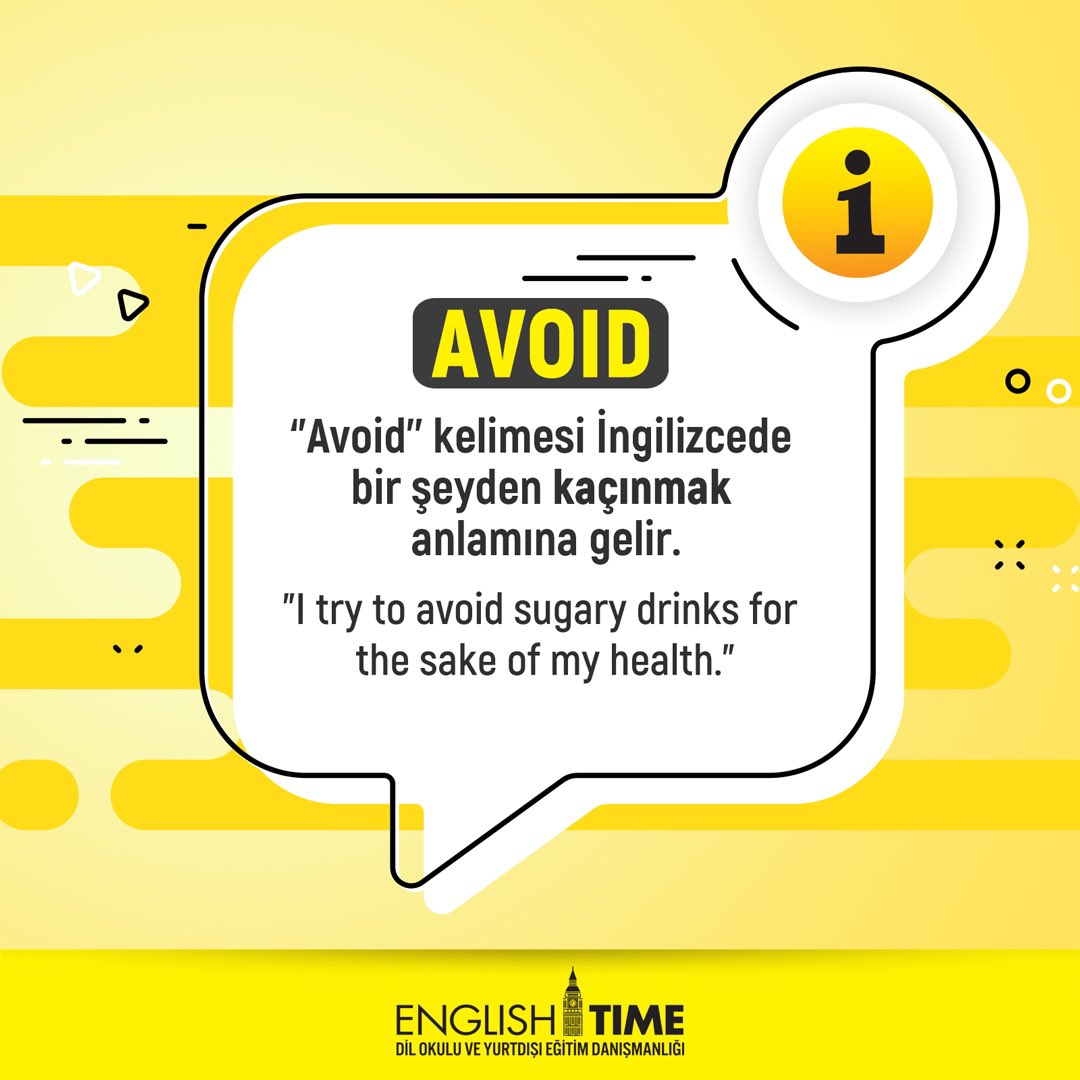 İngilizcede bir şeyden kaçınmak anlamına gelen “Avoid” kelimesini tanıyalım. 🤔🔍

#kelimeler #ingilizce #englishtime #dilokulları #ingilizcekursu