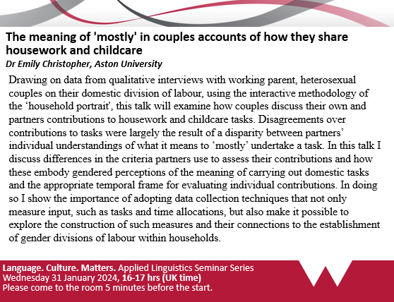 WarwickAppLing's tweet photo. This Wednesday 7th February 4-5pm Marianna Patrick from the University of Warwick will be our #AppliedLinguisticsSeminar speaker, talking about 'Exploring narratives of serial migrants'

💻 To join, please follow the link: https://t.co/NxvqSzDSiJ https://t.co/Q41jZl4NlE