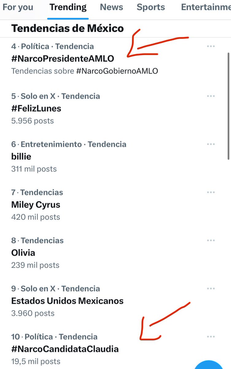 En Palacio Nacional están muy molestos porque #NarcoPresidenteAMLO y #NarcoCandidataClaudia llevan más de una semana como tendencia en México.

NO vayan a dar RT ni comenten con estos hashtags. NO hagan enfurecer más al #NarcoPresidenteAMLO por favor 🙏🏻