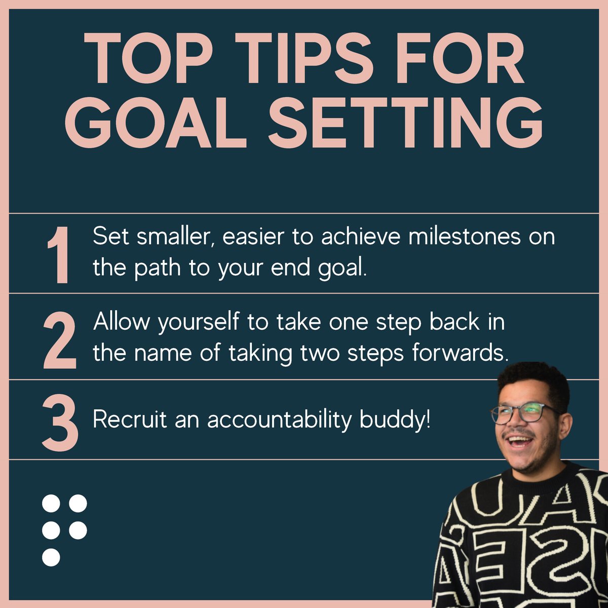 PearlCommspr's tweet photo. A new month means new goals!
 
Whether its smashing coverage goals for our clients, meeting new people, or maybe cutting back on the coffee (unlikely!), goal setting helps to keep us on target.🎯
 
Take a look at Leon's top tips for goal setting.
 
#NewMonth #PR #AgencyLife https://t.co/GMKDvsjNrf