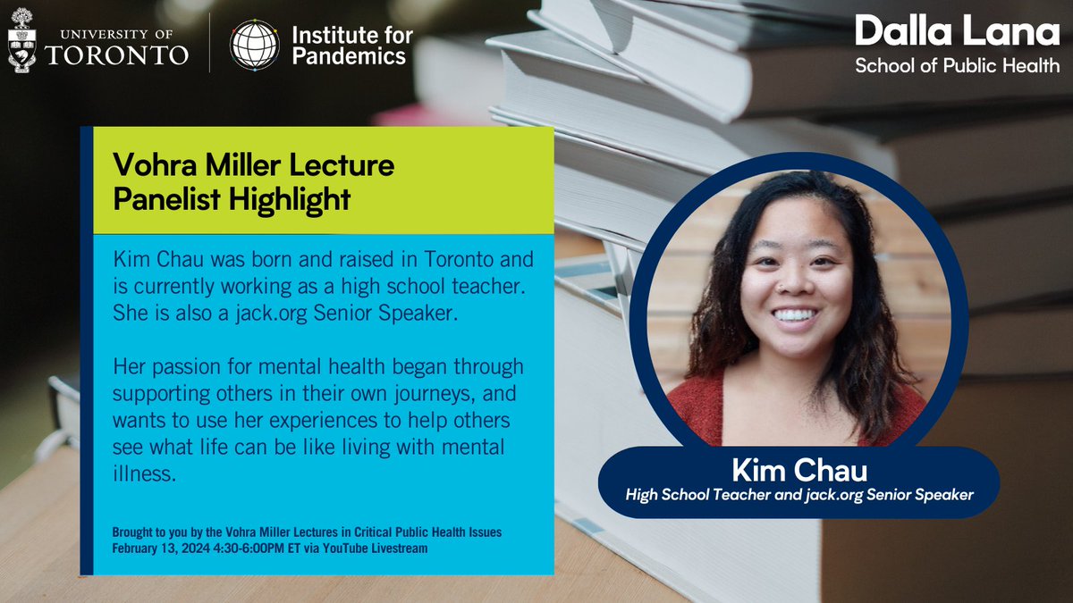 Meet Kimberly Chau, one of the panelists joining us for the 4th Annual Vohra Miller Lectures in Critical Public Health Issues. Panelists will discuss the impact of pandemic education disruption on mental health outcomes in children and youth. Register: bit.ly/48VXEsM