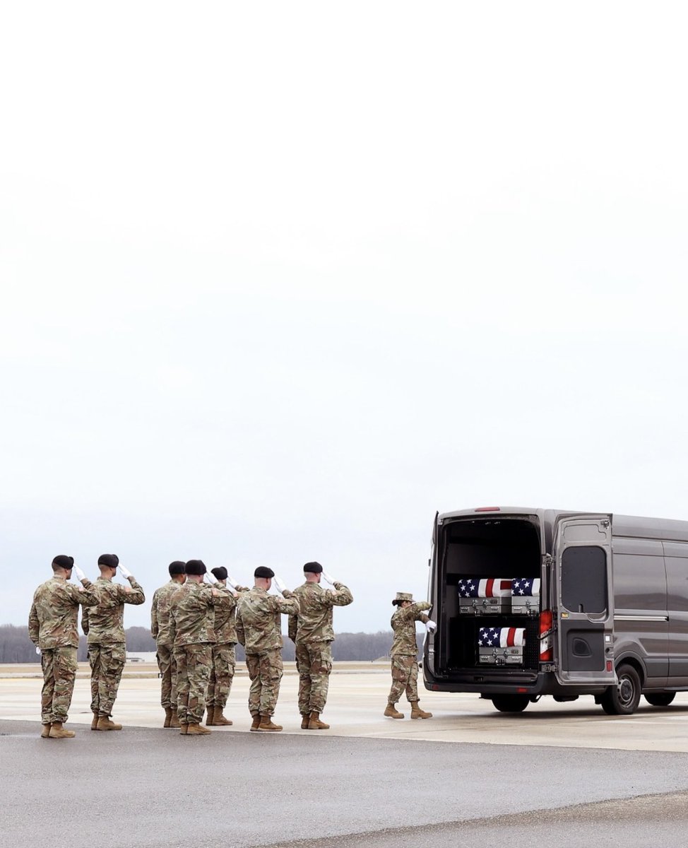 lombardo772's tweet photo. Three Army Reserve soldiers killed last weekend in a drone strike in Jordan are home. https://t.co/R7ODSNEt3O