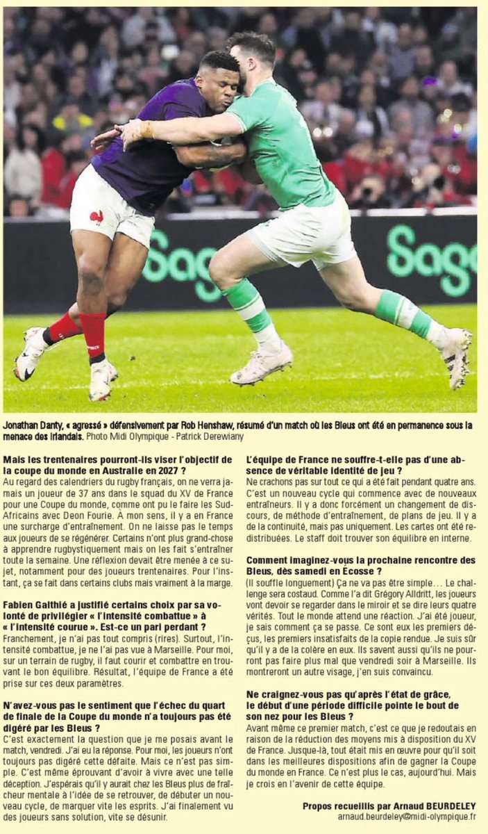 On a pris une leçon … après France - Irlande 🏉 Retrouvez ma chronique dans @midi_olympique @ladepechedumidi durant le tournoi des 6 Nations @FranceRugby