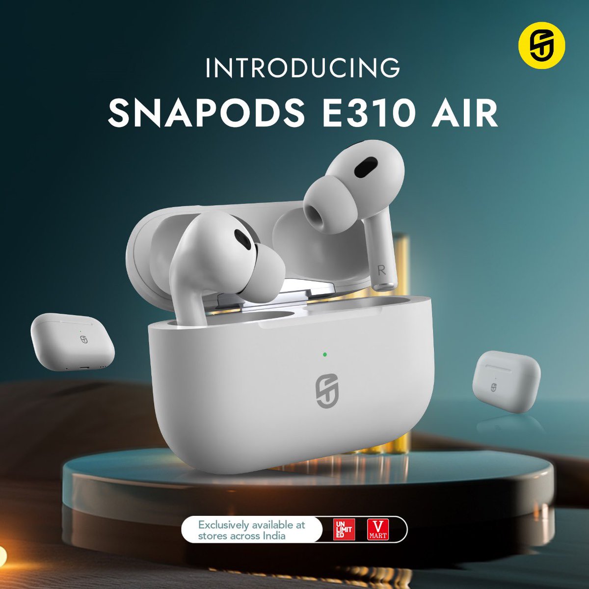 snapuplifestyle's tweet photo. The wait is finally over. Presenting the much awaited #Snapods E310 Air. Visit your nearest V-Mart & Unlimited stores today to get yours.
#SnapUp #SnapUpYourLife #BeASnapper #Earpods #EarbudsWireless #WirelessEarbuds #Music #MusicForLife https://t.co/C0k1KoqwRs