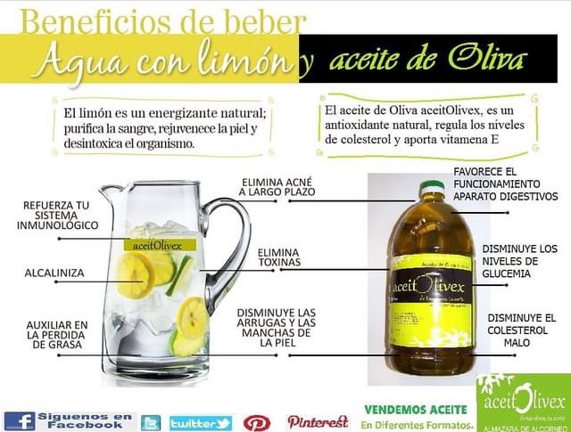 aceitolivex's tweet photo. Beneficios para nuestra salud!Tomar en ayunas agua tibia, con limón y #aove, @aceitolivex, alivia el estreñimiento, desintoxicar el hígado, nos limpia nuestro organismo de toxinas , etc .Nos protege por dentro. Un potente antioxidante ,depurando y cuidando
#cuidafodelcuerpo https://t.co/id5TNRXTwB