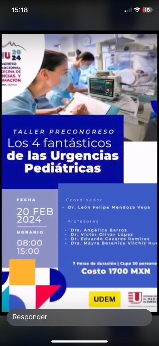 dr_mendozaleon's tweet photo. Preparare para las 4 patologías más comunes y los 4 interevenciones más comunes en urgencias pediátricas! Todo en #CIMU 2024 Inscríbete !!! ⁦@ReieSmme⁩ https://t.co/UYAQ0b5DZ3