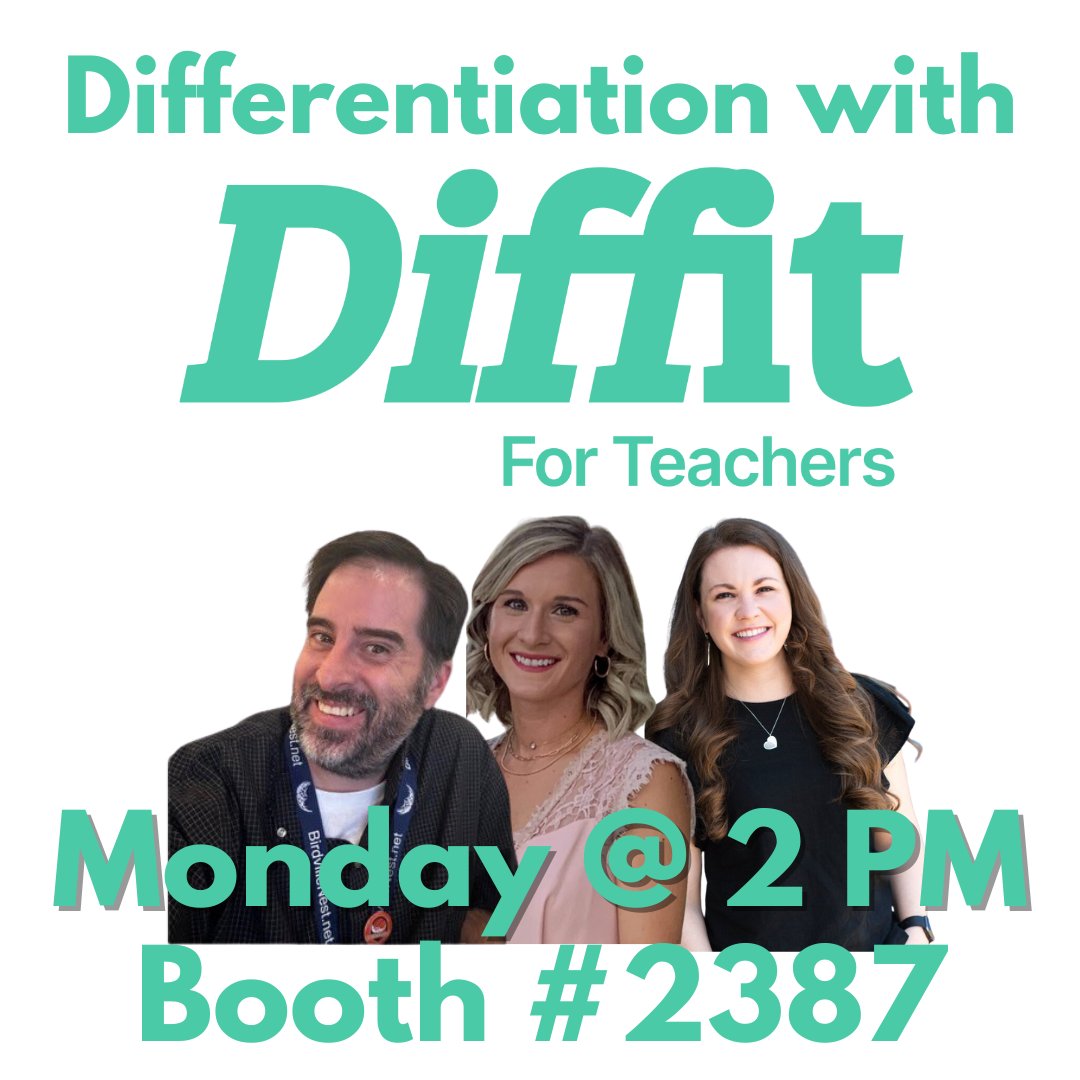 Kathryn Greene (@msgreeneedu) on Twitter photo Join us at 2 PM to learn from <a href="/MrCreasyDLS/">Charles Creasy</a>,
<a href="/Couch_nandez/">April Hernandez</a>, & <a href="/dr_ashlyspencer/">Ashly Spencer, Ed.D.</a> as they share all about Differentiating with @Diffitapp! #TCEA #TCEA24 Booth #2387 Join us at 2 PM to learn from <a href="/MrCreasyDLS/">Charles Creasy</a>,
<a href="/Couch_nandez/">April Hernandez</a>, & <a href="/dr_ashlyspencer/">Ashly Spencer, Ed.D.</a> as they share all about Differentiating with @Diffitapp! #TCEA #TCEA24 Booth #2387