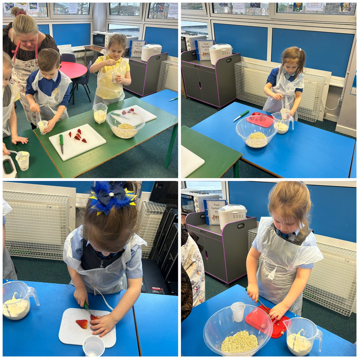 MrsMeekMPS's tweet photo. We were using real knives to cut strawberries! P1/2 were making yummy Cranachan! #cookingintheclassroom @MuirhousePS https://t.co/WYO2czEcGl