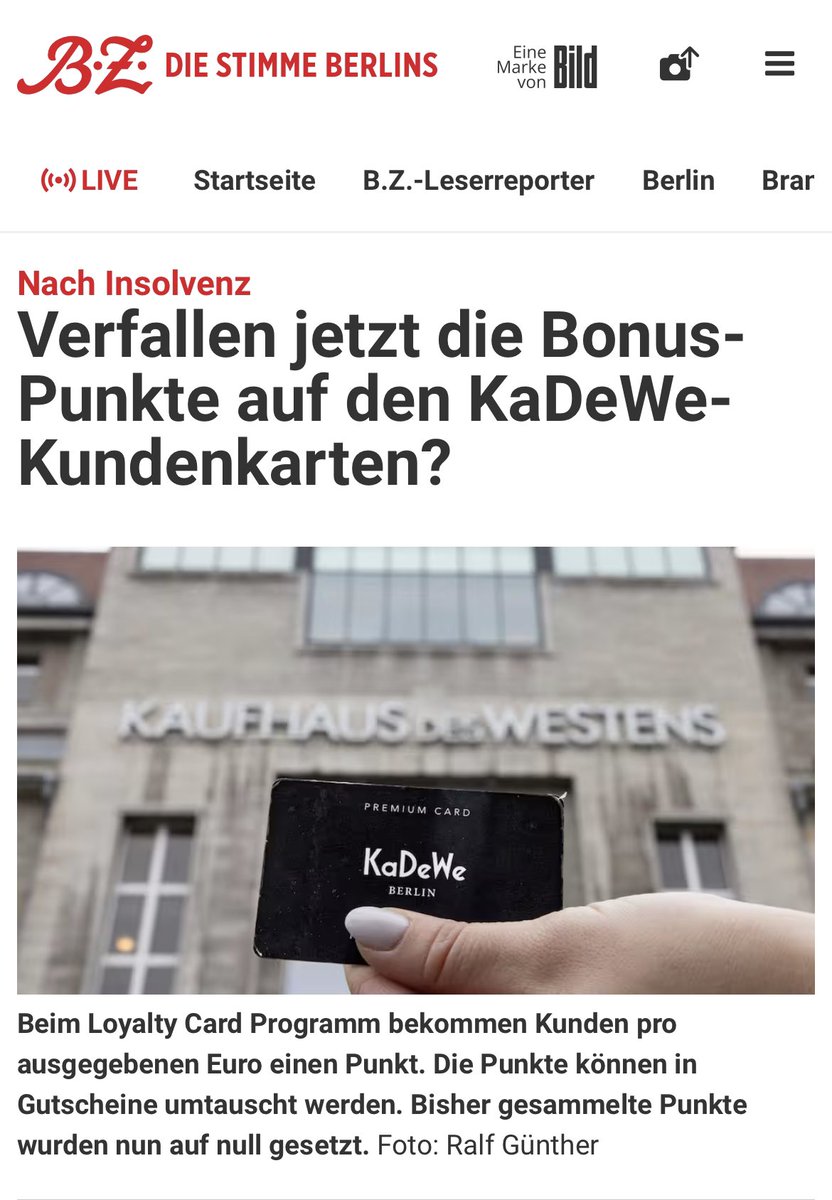 Spenden auch Sie für „KaDeWe Kunden in Not e.V.“!
Sämtliche Bonuspunkte auf der Kundenkarte zu verlieren ist ein Schicksal, das uns alle betroffen machen sollte.
