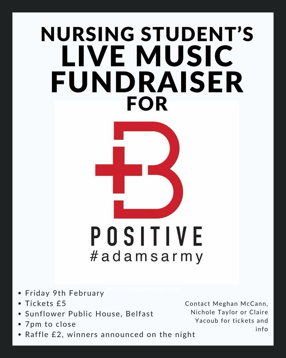 Date for your diary 🗓️ 

Our February  22 CYP cohort are organising a live music fundraiser in aid of the B Positive charity! 🎸 

📍 The Sunflower, Belfast
🕐 7pm - Close 
Tickets are £5 

For tickets, contact Meghan McCann, Nichole Taylor or Claire Yacoub