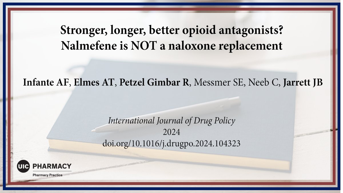 Drs. Alex Infante, Abigail Elmes, Renee Petzel Gimbar, and Jennie Jarrett, with other colleagues, published an article about how nalmefene is not a naloxone replacement in International Journal of Drug Policy. Read it here: doi.org/10.1016/j.drug…