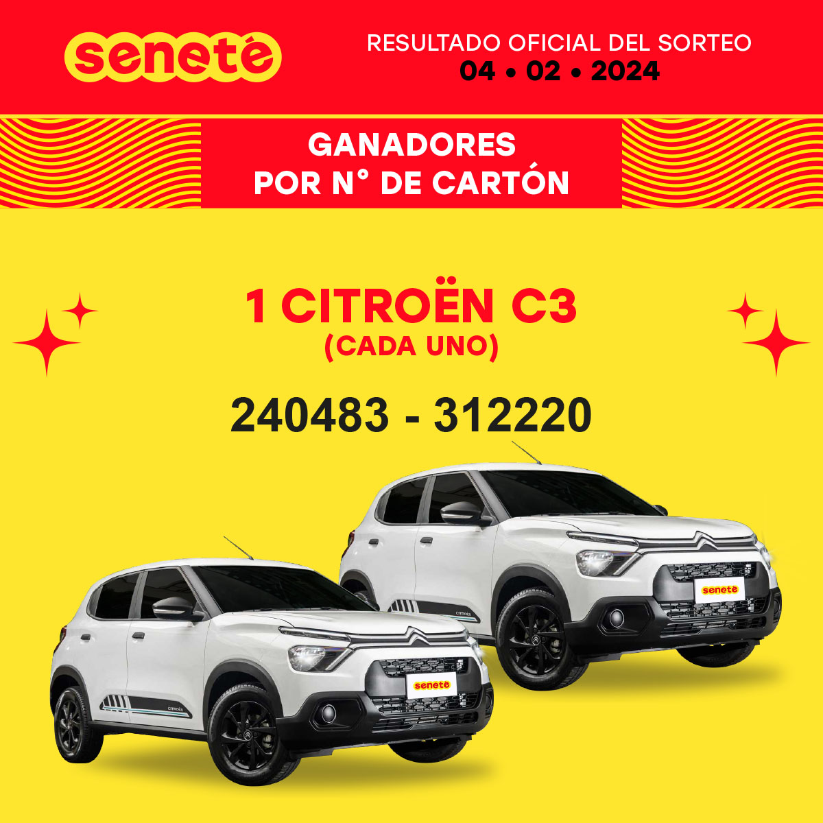 Senetepy's tweet photo. 📌 Resultados del 04.02.24
✍️ ¡No te olvides de verificar tu cartón!
🤑 Ingresa a 👉🏻https://t.co/sZBtceCLBj
#Senete #cheporemoi #Resultados #ganadores https://t.co/RsnimEpqbn