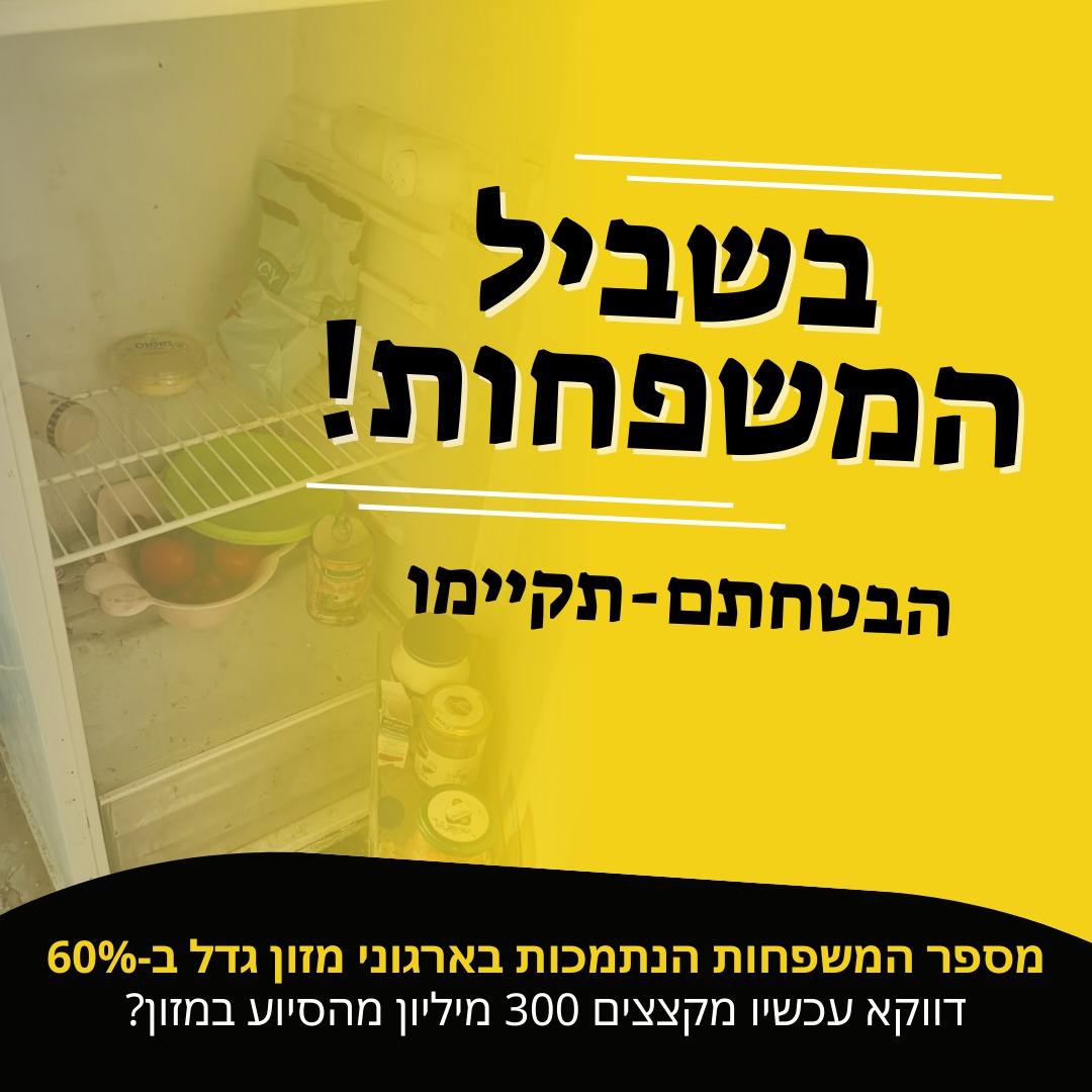 assaf_refugees's tweet photo. ב-7 באוקטובר הממשלה נעלמה, מי שהיה שם הם ארגוני החברה האזרחית, שדאגו לכל מי שנותרו מאחור לסיוע במזון.

בשנת 2023, מספר המשפחות הנתמכות בארגוני מזון גדל ב-60%. מפרוץ המלחמה הסיוע ההומניטרי שאנו נותנות לפליטים עלה ב150%!

בתקציב 2024 הוחלט לקצץ את התמיכה לעמותות-אל תתנו לזה לעבור! https://t.co/z2zvXzf60H