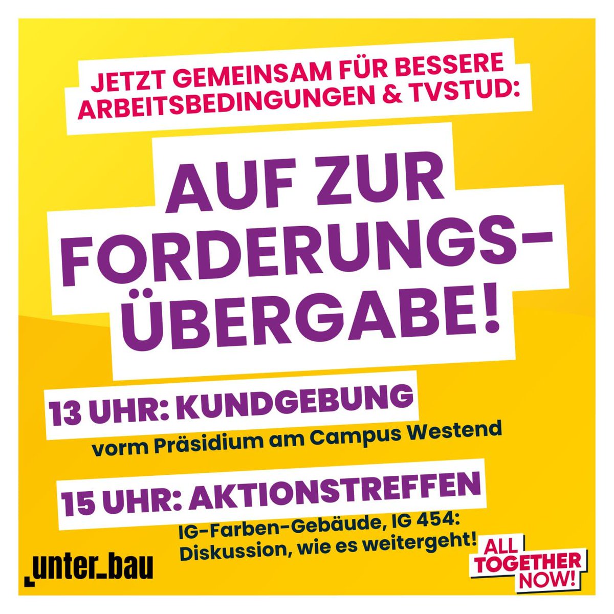 unter_bauFfm's tweet photo. Enrico gib Tarif! Auf zur Forderungsübergabe!
#EnricoGibTarif #unter_bau #GoetheUni #Gewerkschaft #Frankfurt #GoetheBrauchtTarif #Ffm @goetheunifrankfurt #unterbau #IchBinHanna #IchBinReyhan #Arbeitskampf #LetsGetOrganized #TarifvertragJetzt #StopptDauerbefristung https://t.co/ZOJCHIl0lx