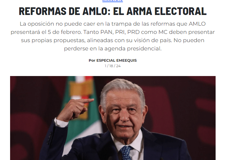 Juan_OrtizMX's tweet photo. 🗳️🔴LAS REFORMAS PRESIDENCIALES NO TIENEN LOS VOTOS

Eso lo sabe López Obrador, pero esa no es su intención.

El verdadero fin de sus reformas: 

1. Influir en las elecciones a favor de Morena

2. Desviar nuestra atención de los problemas no resueltos por su gobierno.

👉 https://t.co/82qdFOQ2ei