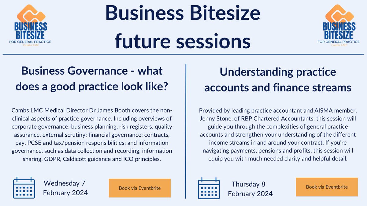 Join us for our upcoming Business Bitesize sessions by booking via the link - eventbrite.com/o/cambs-lmc-63…