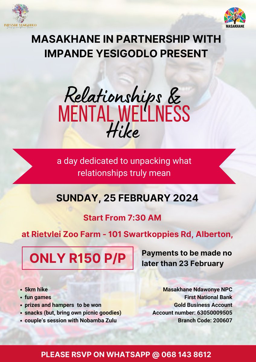 MasakhaneSA's tweet photo. The month of love is upon us 😍💕 Join us on the 25th of February as we look at mental wellness in relationships. It's an interesting one 😊😁 we'll also get to have lots of fun while unpacking the role that mental wellness plays in a relationship. All info is on the poster https://t.co/txUGEOG7o3