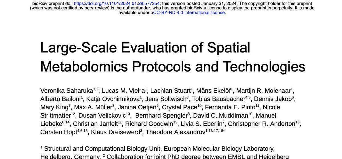 I’m happy to present our new preprint by <a href="/VSaharuka/">Veronica</a>   et al which helps answer the key question in #spatial #metabolomics and #imaging #mass #spectrometry: which molecules are detectable and which protocols shall one use? biorxiv.org/content/10.110… 🧵 1/n