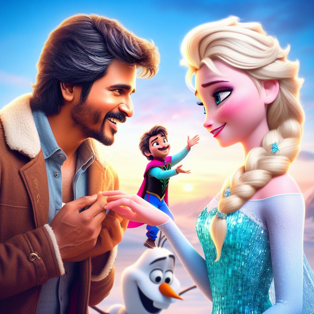 What If..

Our Prince @Siva_Kartikeyan Anna Met #Elsa for the First Time in @DisneyFrozen Universe ?!

AYO ENAKKE VEKKAMA IRUKKE 😆🥰😍💕✨

HOP U LIK IT ❄️👸☃️🤩
More pics coming soon..
#SKandElsa #DisneyFrozen #disneyfanart #AIart #Frozen #Sivakarthikeyan #Ayalaan #DisneyTamil