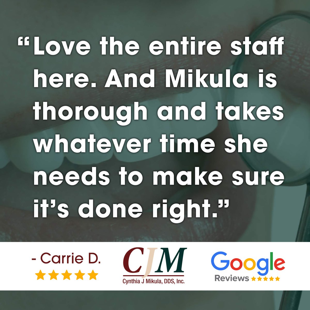 We love ⭐⭐⭐⭐⭐ reviews! Nothing speaks better to the quality of our dental services than patient testimonials. 🦷😁 Here's to healthy smiles and more satisfied patients! 🎉

#MikulaDDS #GoogleReview #FiveStars #PatientSatisfaction #DentalCare #Gratitude