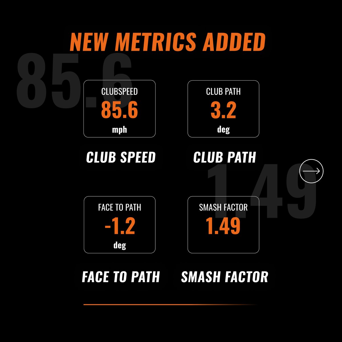 TrackmanGolf's tweet photo. UPDATE: Added club data metrics now available on Trackman iO ๐ง Anyone playing on a Trackman iO with a Home Complete or Commercial License will now be able to see their Club Speed, Club Path, Face To Path and Smash Factor. #NowAvailable #TrackmaniO #IndoorOptimized https://t.co/vUY58k5D24