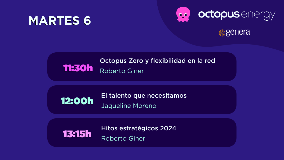 OctopusEnergyES's tweet photo. ¡Empieza la cuenta atrás para impregnar de energía de la buena 🌿 cada rincón de @FeriaGenera ! Mañana desvelaremos los principales hitos estratégicos 🎯 con los que continuaremos luchando contra el cambio climático.
Nuestro equipo ya está preparado para contarte cómo te podemos acompañar en el camino de la #TransiciónEnergética, justa y global 🌍, poniendo la tecnología al servicio de la #sostenibilidad.
Te esperamos en el STAND 10A34. ¡Agéndate nuestro programa👇 !
#Genera24