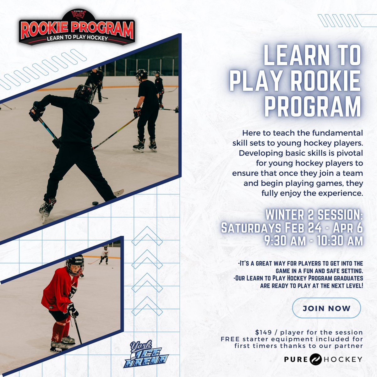 ❄️ Embrace the chill and learn to play hockey this winter! Our Winter 2 session is around the corner, and registrations are OPEN! Don’t miss the opportunity to glide into the world of hockey. Secure your spot on the ice now at the link below! #LearnToPlay

yorkskate.com/programs/learn…