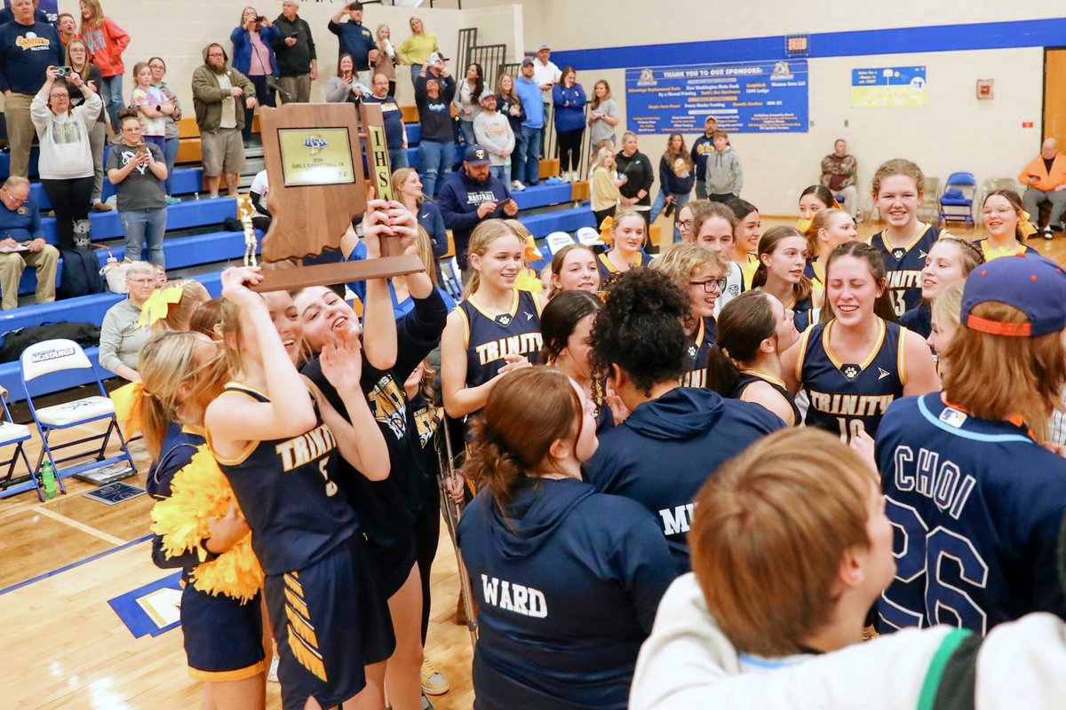 lauraroeder07's tweet photo. Sectional Champs!!! 🏀💙💛 &amp; All-Sectional Team! (Little me wouldn't even believe that I still play basketball🤭)! #5Peat @trinitycougsBB https://t.co/2NOoASYKsS