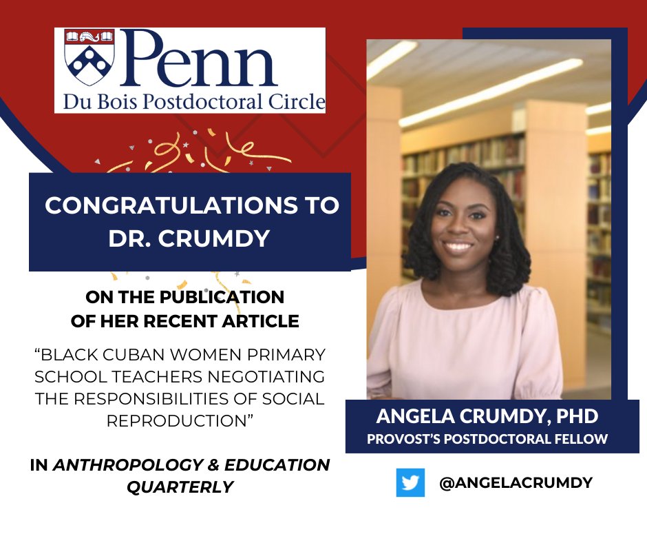 Our first Members Monday Spotlight features Dr. Angela Crumdy, a Provost’s Postdoctoral Fellow in The Graduate School for Education. Please join us in congratulating Angela on her recent publication in Anthropology &amp; Education Quarterly!