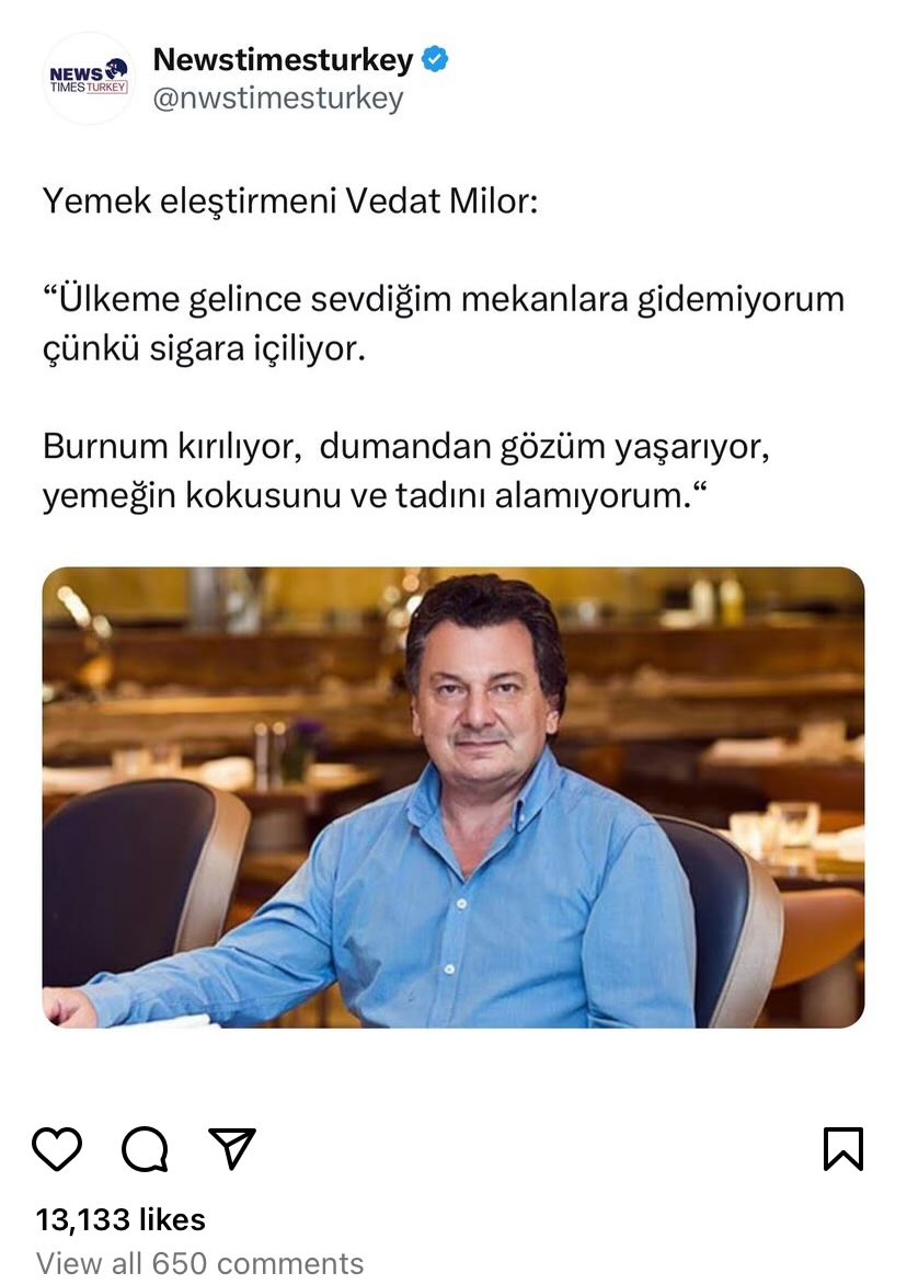 Türkiye’de her yerde sigara içilmesinin verdiği rahatsızlık konusunda, sevgili <a href="/vedatmilor/">Vedat Milor</a>’a katılmamak elde değil.

Maalesef Türkiye'de çoğu insan toplumda başkalarını rahatsız etmeyecek şekilde nasıl hareket etmesi gerektiğini bilmiyor.

Bir mekanda oturuyorsunuz. Belli bir