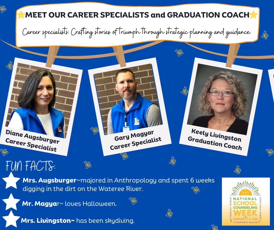 🟡🔵These three help guide our students toward their future by organizing job opportunities, internships and placement testing. They are the best!🟡🔵 #haiLtothee2024 #LexingtonOne