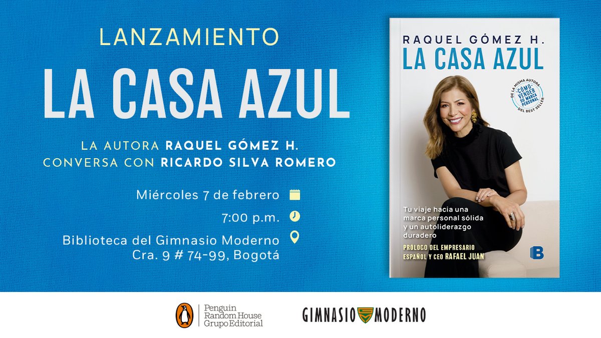 Los invitamos al lanzamiento del libro 'La casa azul' de la autora <a href="/GHRaquel/">Raquel Gómez H.</a> en conversación con <a href="/RSilvaRomero/">Ricardo Silva Romero</a>.

🗓️7 de febrero
🕖7:00 p. m.
📍Biblioteca del Gimnasio Moderno

#penguinrandomhouse #PenguinLibros #eventospenguin