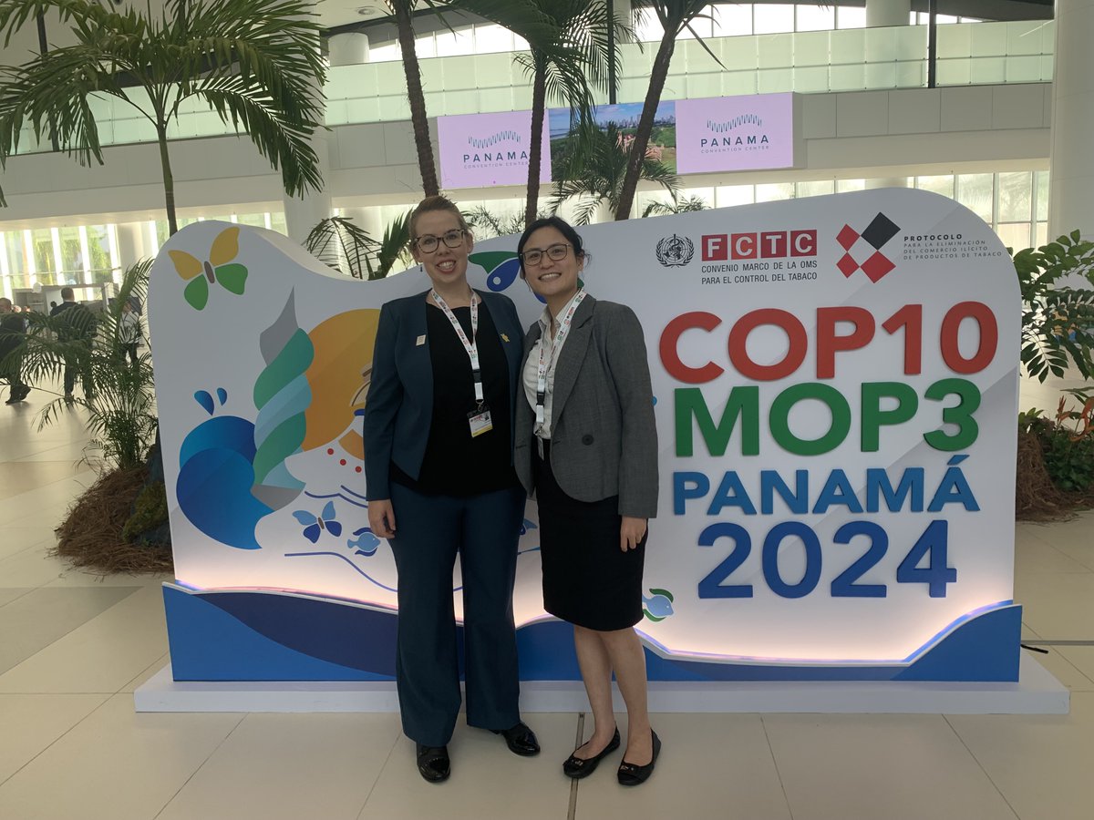 McCabe_Centre's tweet photo. Here we are at the 10th WHO FCTC Conference of the Parties in Panama! Looking forward to advancements in global governance for tobacco control and connecting with Parties and others on defending legal challenges to the FCTC. #COP10FCTC #FCTCSavesLives https://t.co/akEfLo1aFM