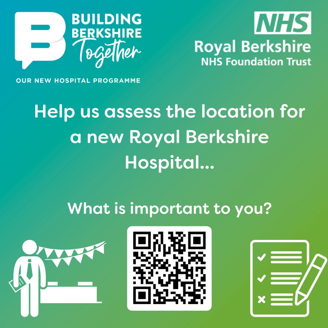 Share your views on what is important to you as we assess potential sites for the future #royalberkshirehospital Fill in our #survey or join us at an event in person buildingberkshiretogether.co.uk/criteria-surve… #newhospitalprogramme @RBNHSFT @HW_Wokingham @ReadingCouncil @WokinghamBC @WestBerkshire