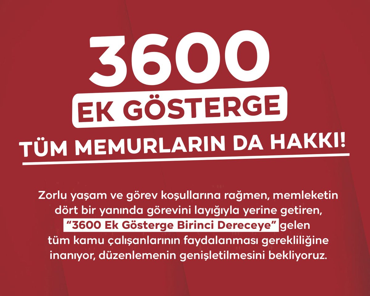 RstemAkin's tweet photo. Zorlu yaşam ve görev koşullarına rağmen, memleketin dört bir yanında görevini layığıyla yerine getiren, “3600 Ek Gösterge Birinci Dereceye” gelen tüm kamu çalışanlarının faydalanması gerekliliğine inanıyor, düzenlemenin genişletilmesini bekliyoruz. https://t.co/lPyt9YlV6F