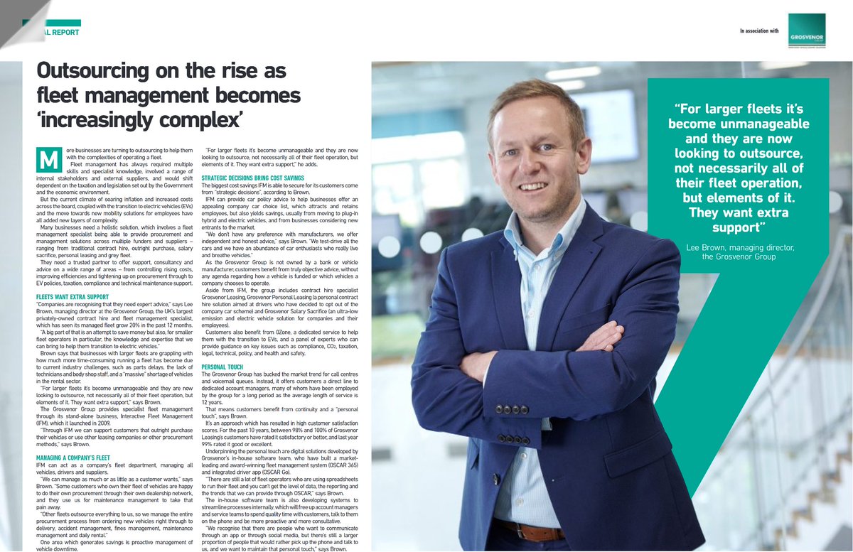 A look back at the Fleet News Special Report where Lee Brown MD of the Grosvenor Group looks at the company car driver of the future, transition to EVs and fleet management. tinyurl.com/yyc3y8w9 #electricvehicles #electricandhybridvehicles #salarysacrifice #fleetmanagement