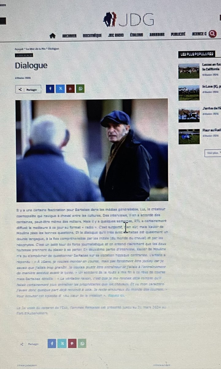 BdeGranvilliers's tweet photo. Quand @Jour_de_Galop salue l’excellence de @xdemoulins pour interviewer l’artiste #bartabas. Pour le magazine Jdg, C’est la meilleure itw du personnage au format radio et c’est à retrouver sur @RTLFrance en poadcast 👍👌👏. https://t.co/MTeG1bXoCl