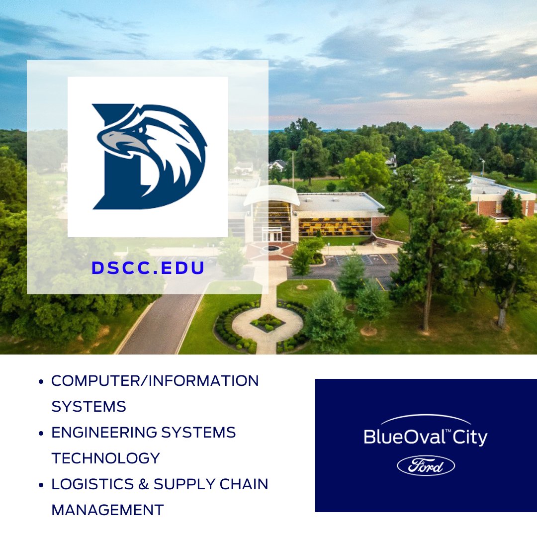 blueovalcity's tweet image. @DyersburgState offers many programs to get you ready for the future, including: 

⚡️Computer/Information Systems
⚡️Engineering Systems Technology
⚡️Logistics &amp;amp; Supply Chain Management

Visit dscc.edu to learn more.

#blueoval_tn #votech #education