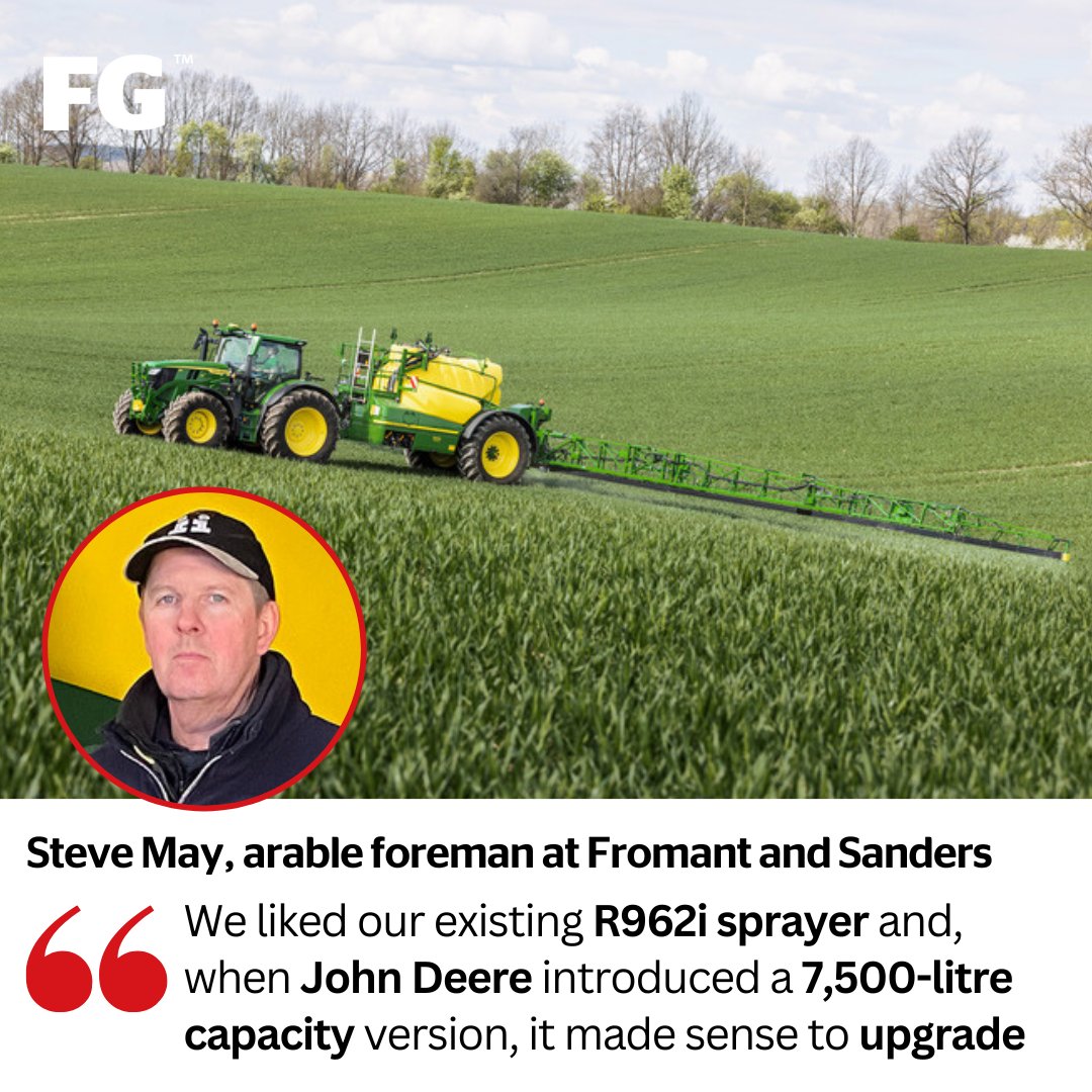 FarmersGuardian's tweet image. When your sprayer needs updating but you are happy with the brand you have, one option is to ‘go large’. Jane Carley meets an operator who has traded up to the @JohnDeere R975i. 👇 
farmersguardian.com/feature/416710…

#farming #farmmachinery #sprayer #JohnDeere