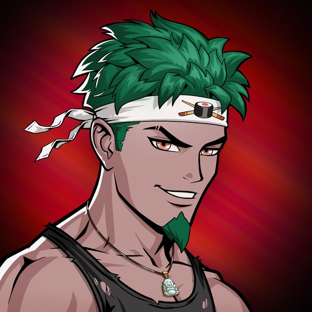 This is my new <a href="/MavrixSOL/">Mavrix</a> and I love how he has a Buddha necklace and a sushi bandana to complete the Asian look. Let me see your #Mavrix Who's hungry? 🍣🍤🥡
<a href="/MavrixSOL/">Mavrix</a> <a href="/JellyCoNFT/">Jelly Co</a>